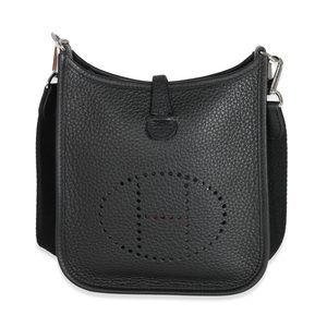 Hermès Black Taurillon Clemence Evelyne TPM PHW